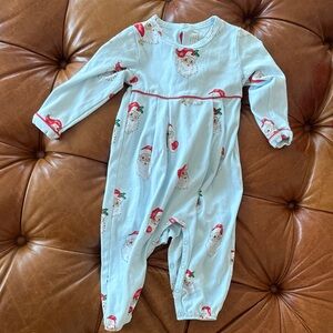 The Beaufort Bonnet Company Light Blue Santa Onesie